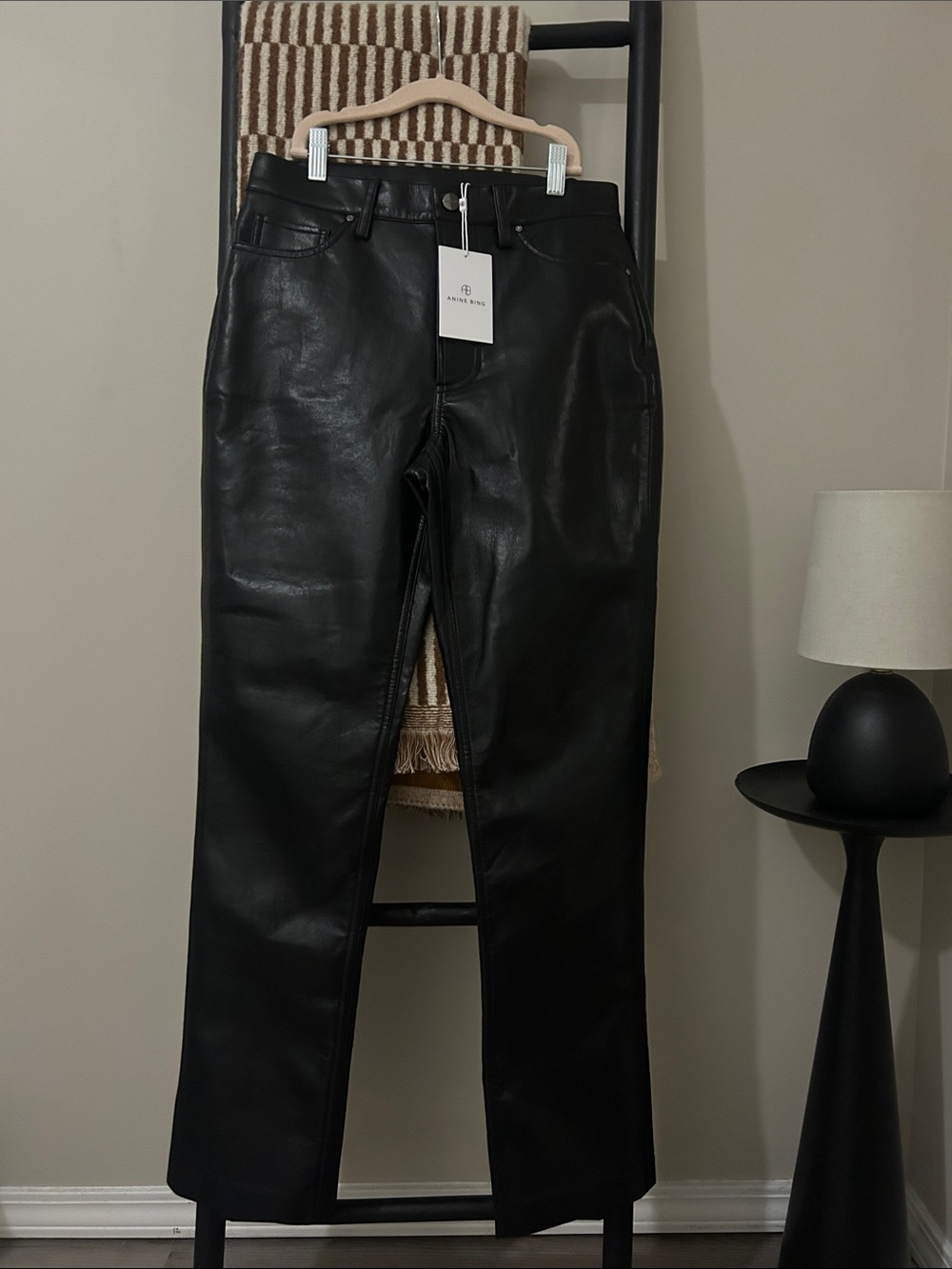 Anine Bing Bruno Pant - Black Recycled Leather